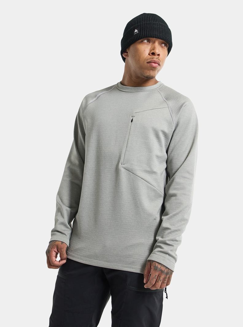 Sweats Burton Multipath Grid Crewneck Fleece  Grise Homme | FFF-1981579