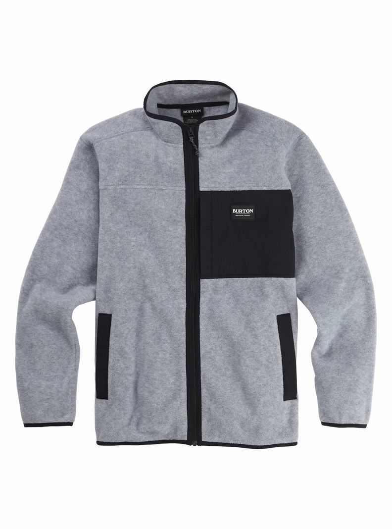 Sweats Burton Hearth Full-Zip Fleece  Grise Noir Homme | API-3939152