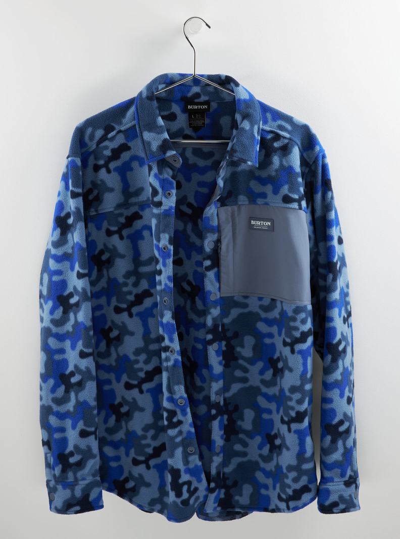 Chemise Burton Hearth Fleece Shirt  Bleu Camouflage Homme | IDX-8755770