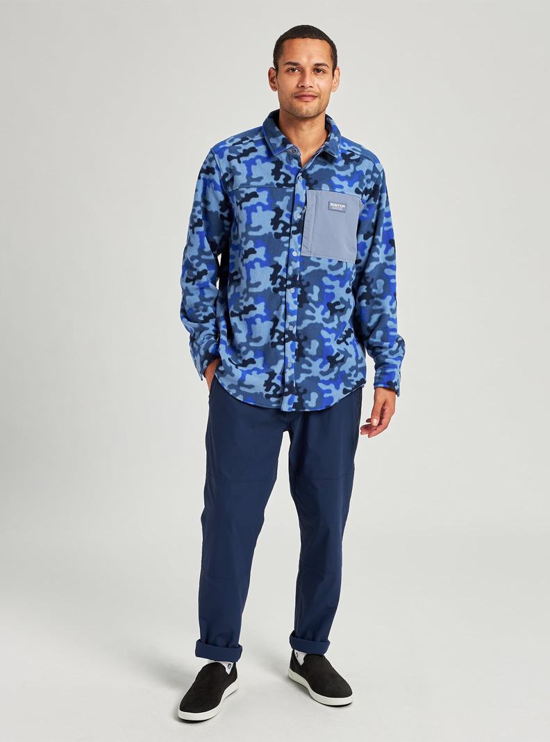 Chemise Burton Hearth Fleece Shirt  Bleu Camouflage Homme | IDX-8755770