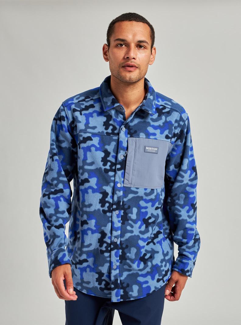 Chemise Burton Hearth Fleece Shirt  Bleu Camouflage Homme | IDX-8755770