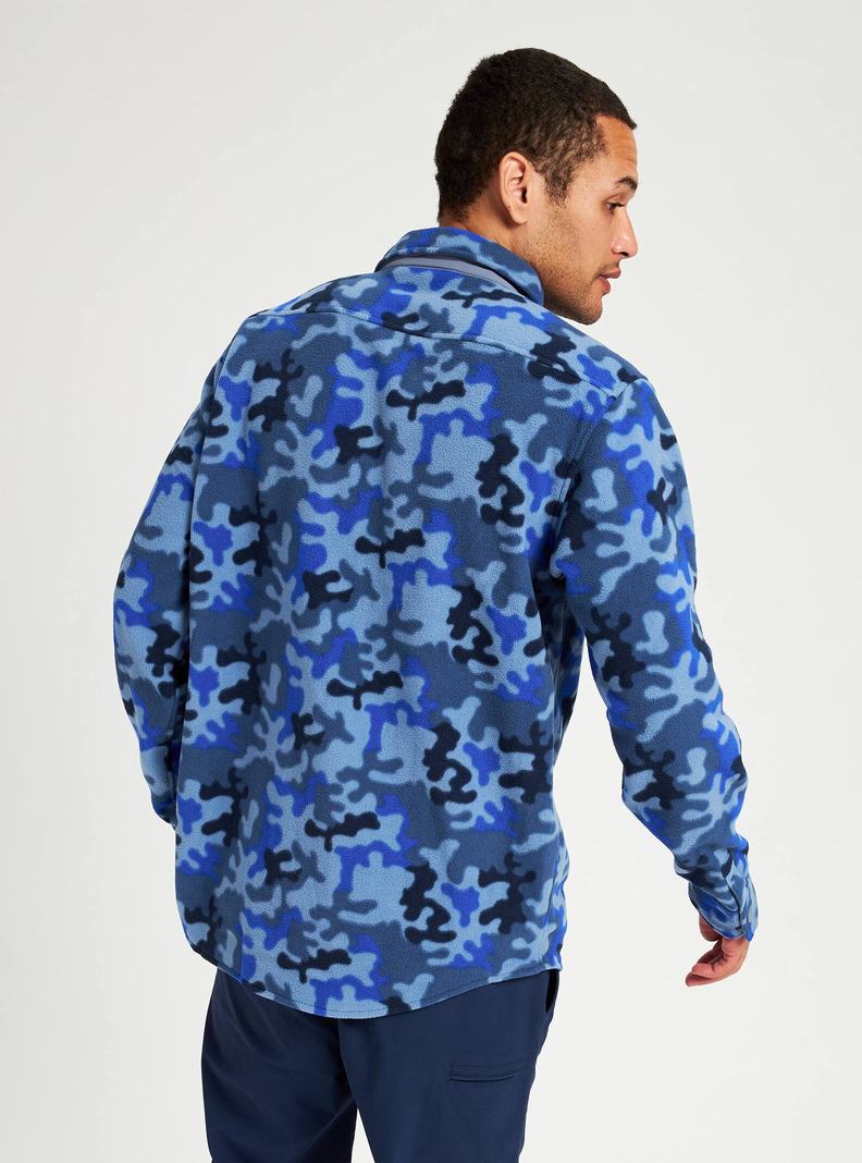 Chemise Burton Hearth Fleece Shirt  Bleu Camouflage Homme | IDX-8755770