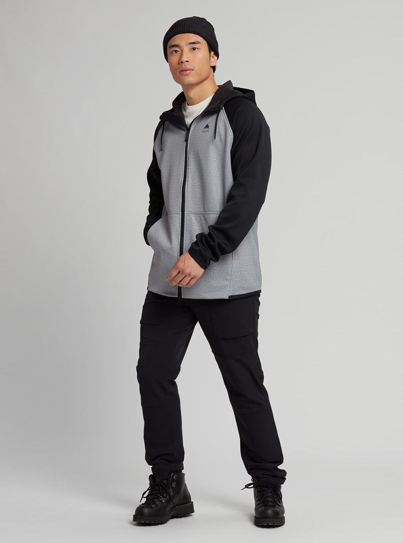 Sweats Burton Crown Weatherproof Full-Zip Fleece  Grise Noir Homme | SZG-4240494