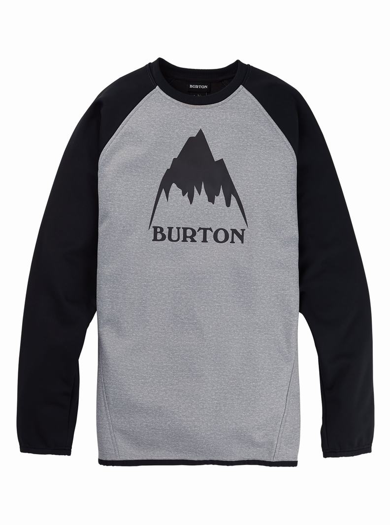 Sweats Burton Crown Weatherproof Pullover Crew  Grise Noir Homme | HWH-3367463