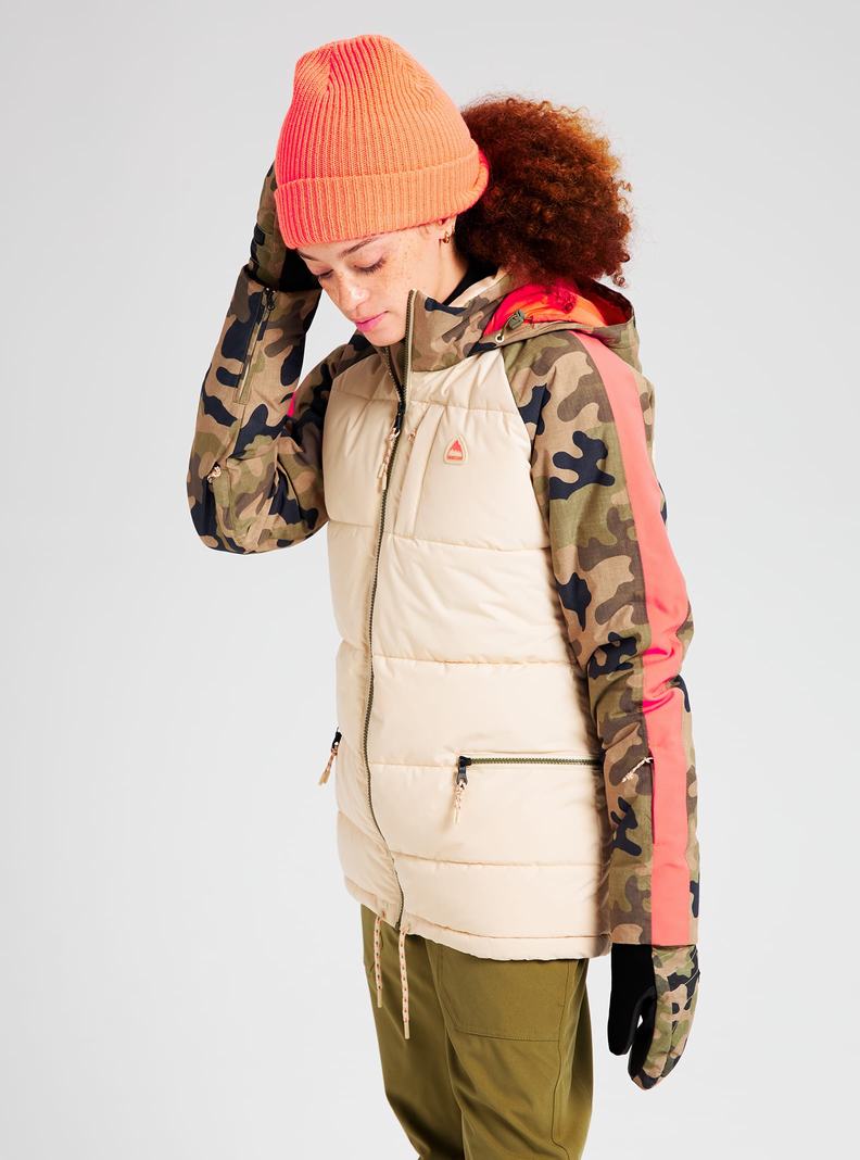 Veste Snowboard Burton Keelan  Beige Vert Olive Camouflage Femme | MZR-5318677