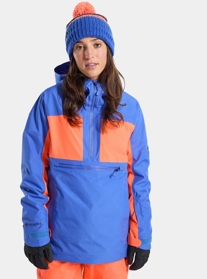 Veste Snowboard Burton Pillowline GORE-TEX 2L Anorak  Bleu Orange Femme | KVH-0253906